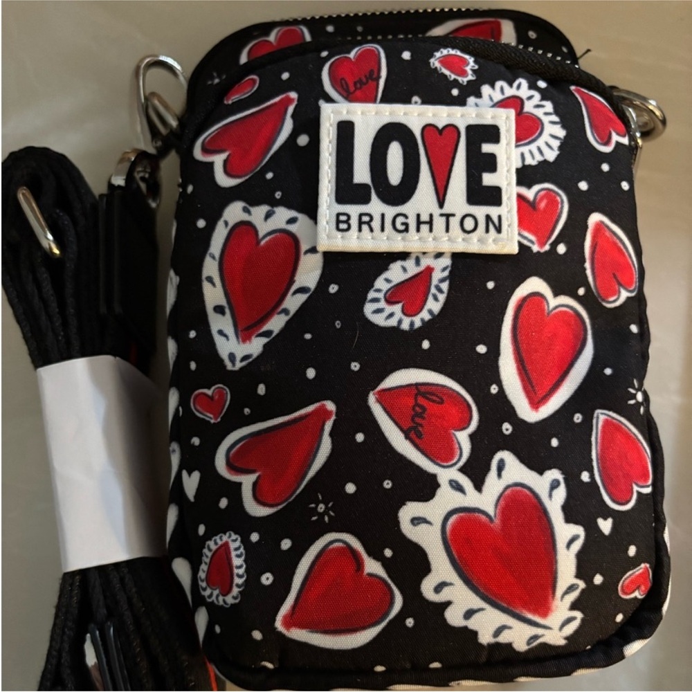 BRIGHTON Hearts a Flutter LOVE Utility Bag Red Crossbody - Picture 2 of 6